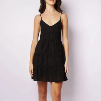 Vestido Feminino Alcinha Curto Laise Três Marias Com Lastex Preto