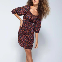 mall inline badgeVestido Evasê Feminino Manga Bufante Em Viscose - ENFIM