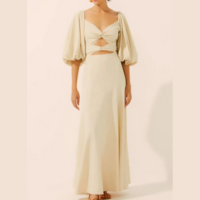 Vestido Longo Mangas Bufantes Petúnia