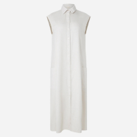 Vestido Chemise Plano com Linho e Botões Off White