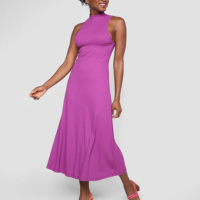 Vestido All\'s Gola Alta Canelado Feminino - Roxo