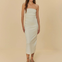 Vestido Sem Alça Pregas