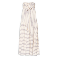Vestido Longo Sem Alça Listra Alexia - Off-White | Farm