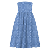 Vestido Midi Estampado Sem Alças Com Elástico Nas Costas