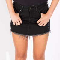 MINISSAIA JEANS BLACK COM RECORTE E SPIKES