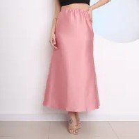 WWZ FASHION Saia Feminina Longa Cetim Cintura Alta Coleção Nova C172