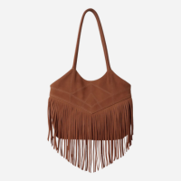 Bolsa Couro Legítimo Ombro Camurça Franjas Atual