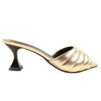 Tamanco Dravanna Salto Baixo Taça Metalizado Dourado