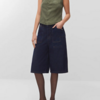 Bermuda jeans wide leg lavagem escura