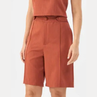 Bermuda PKS Alfaiataria Risca Giz Terracota