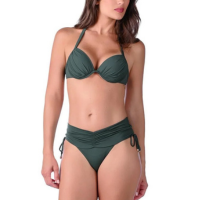 Biquíni Top Franzido Com Bojo De Amarrar Liso - Verde escuro