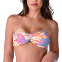 Biquíni Top Tomara que Caia Detalhe Franzido Com Bojo - Laranja+Azul