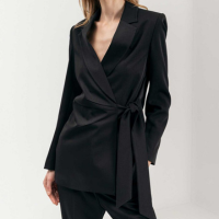 Blazer De Mangas Longas Com Amarração Lateral