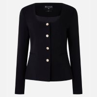 Blazer em Alfaiataria e Abotoamento Frontal Preto