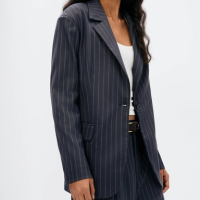 blazer feminino fio tinto listrado - cinza