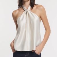 Blusa Frente Única Acetinada Off White