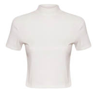 BLUSA CANELADA MANGA CURTA GOLA ALTA