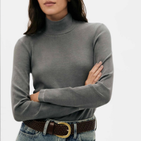 blusa feminina gola alta em ribana - preto