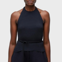 Blusa frente única plissada OSKLEN - Preto