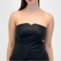 Blusa Pacific Blue sem Alça em P.u Feminina - Preto