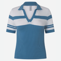 Blusa Polo Seamless Listrada Azul