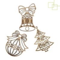 Bolas Natalinas Pingente Arvore Natal Enfeite Mdf Cru 3 Peças Diversas - Ex