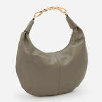 Bolsa Hobo Grande com Detalhe de Metal na Alça Boho Romântico Verde