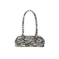 BOLSA MÉDIA EM COURO ZEBRA PRETO COM ALÇA ALONGADA