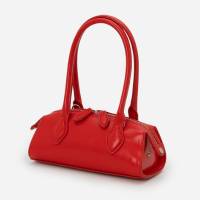 Bolsa Transversal Mini Satchel com Alça de Mão e Zíper Duplo Vermelho