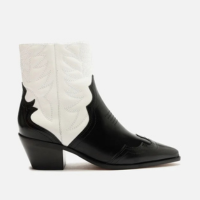 Bota Preta Couro Cano Curto Western Branca