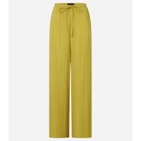 Calça Pantalona Texturizada com Cós Elástico e Amarração Verde