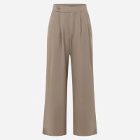 Calça Reta em Sarja com Cós Alfaiatado com Pregas Cinza