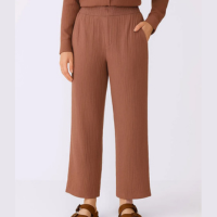 Calça Feminina Algodão Berry & Co. Texturizada Marrom