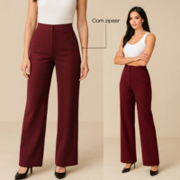Calça feminina Social pantalona elegante em alfaiataria premium