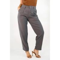 Calça Feminina Viscose Mom Alfaiataria Alta Anticorpus - Cinza