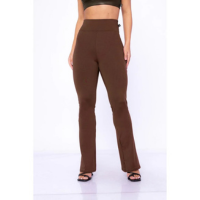Calça Flare Bailarina suplex boca De Sino cintura Alta WOLFOX - Marrom