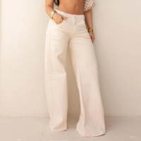 CALÇA JEANS FEMININA WIDE RELAXED CINTURA BAIXA 24515 - Branco