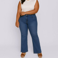 Calça Jeans Plus Size Feminina Flare Azul