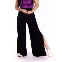 Calça pantalona com Fenda na lateral - Maranne