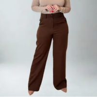 Calça Pantalona Feminina de Alfaiataria 2 Bolso Zíper Wide Leg Elegante Ver