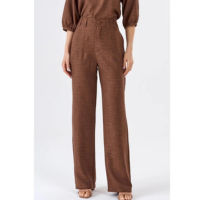 Calça PKS Alfaiataria Com Pespontos Marrom - Marrom