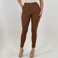 Calça Size Skinny em Tecido Feminina - Marrom