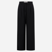 Calça Wide Leg em Alfaiataria com Fechamento Deslocado Preto