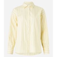 Camisa em Tricoline Listrada em Fio Tinto Amarelo