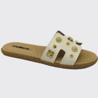 Chinelo Feminino Slide Bottons OuroPrata Conforto Moleca 5452.254.7800 - Of