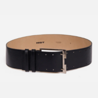 Cinto largo fivela H de couro  Preto