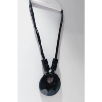 Colar Longo com Pedra Grande Natural-Rio Feito à mão Resina E Cordão Elegân