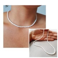 Colar miçanga  colar verão bijuteria praia chocker branca MIÇANGA 3MM