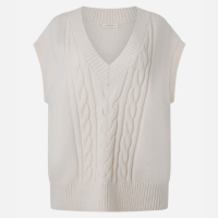 Colete em Tricô com Textura Diferenciada e Decote V Off White