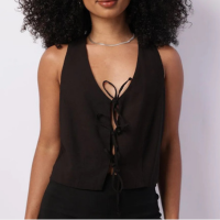 Colete Feminino Viscose Amarração Preto